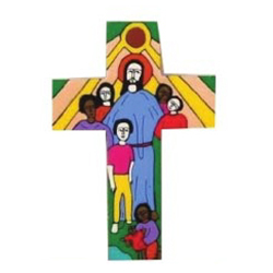 Jesus Christ and Children Wooden Cross