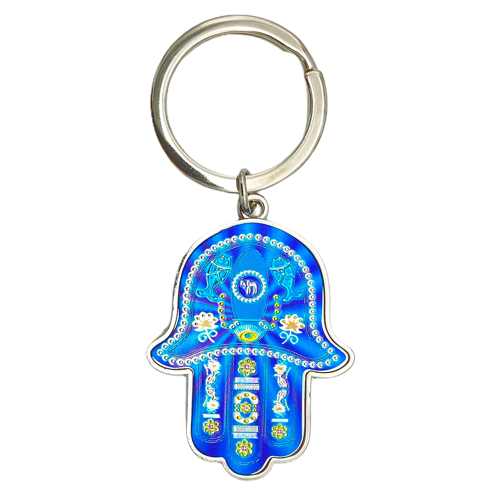 Hamsa Keychain with Chai & Shiny Finish - Image 3