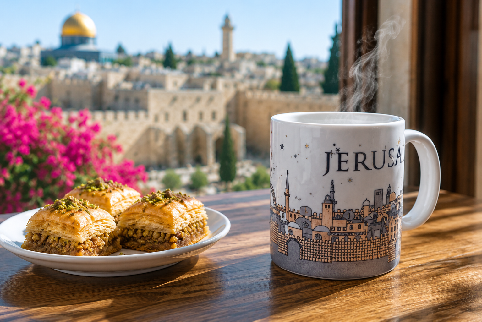 Jerusalem 11oz Gold Coffee mug - Image 2